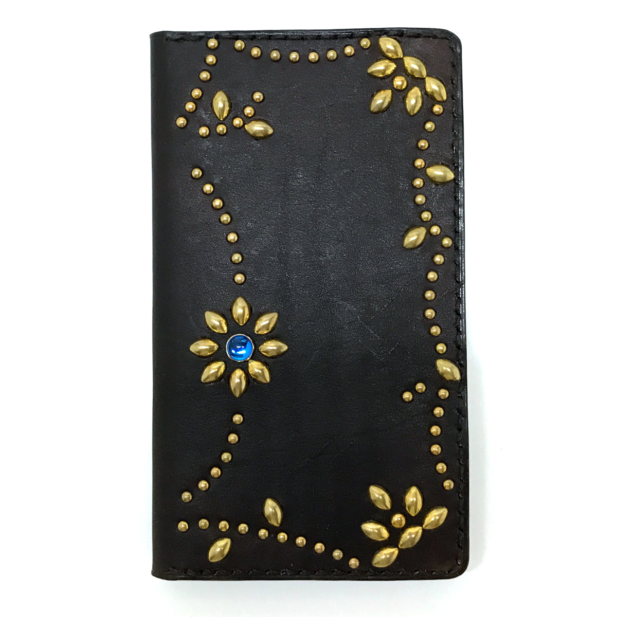 ANTIQUE DYED LEATHER IPHONE 7plus & 6plus CASE BOOK FLIP CARD HOLDER CASE ARABESQUE