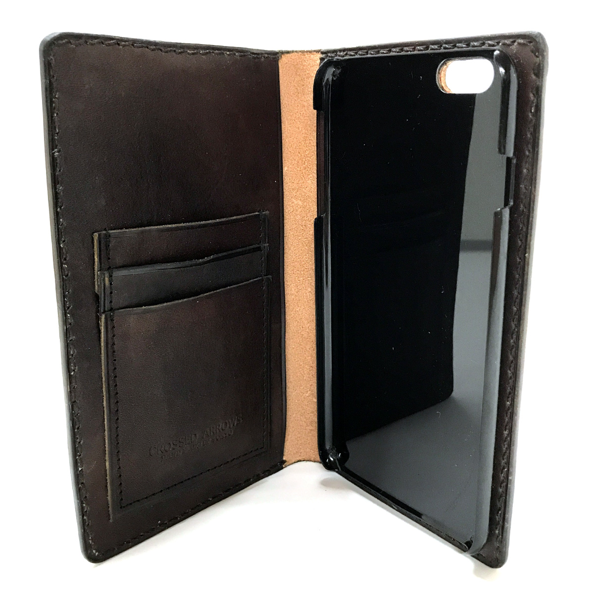 ANTIQUE DYED LEATHER IPHONE 7plus & 6plus CASE BOOK FLIP CARD HOLDER CASE ARABESQUE