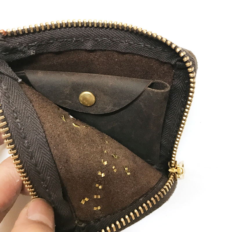 leather L Zip hand stitch Wallet
