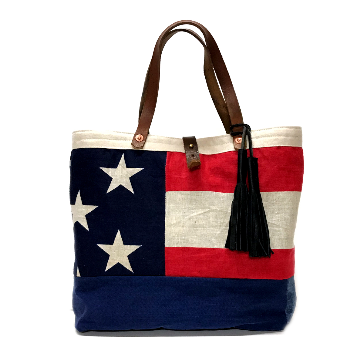Patchwork Fabric Vintage USA Flag Mini Tote Bag