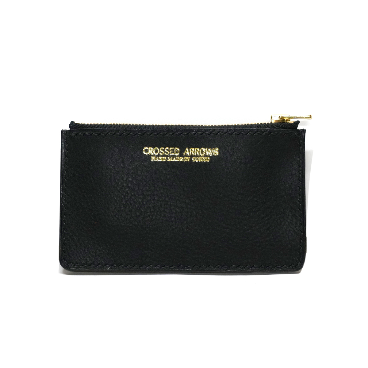 Grain leather Coin Card Case Black