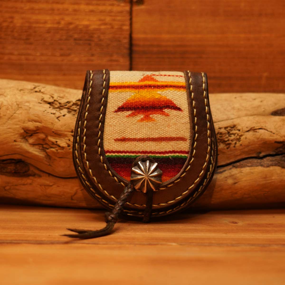 vintage mexicanrag&leather horseshoe coin purse
