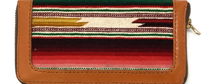 Vintage Mexican Rag Cow Leather Round Long Wallet