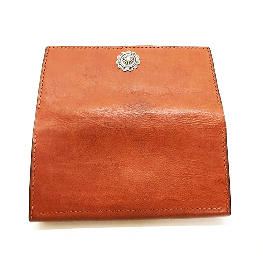 Grain Leather Hand Stitch Concha Concho long wallet Brown